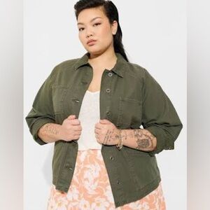 Torrid Canvas Raglan Chore Jacket 1X Olive Utility Workwear NWT‎ Grunge Neutral